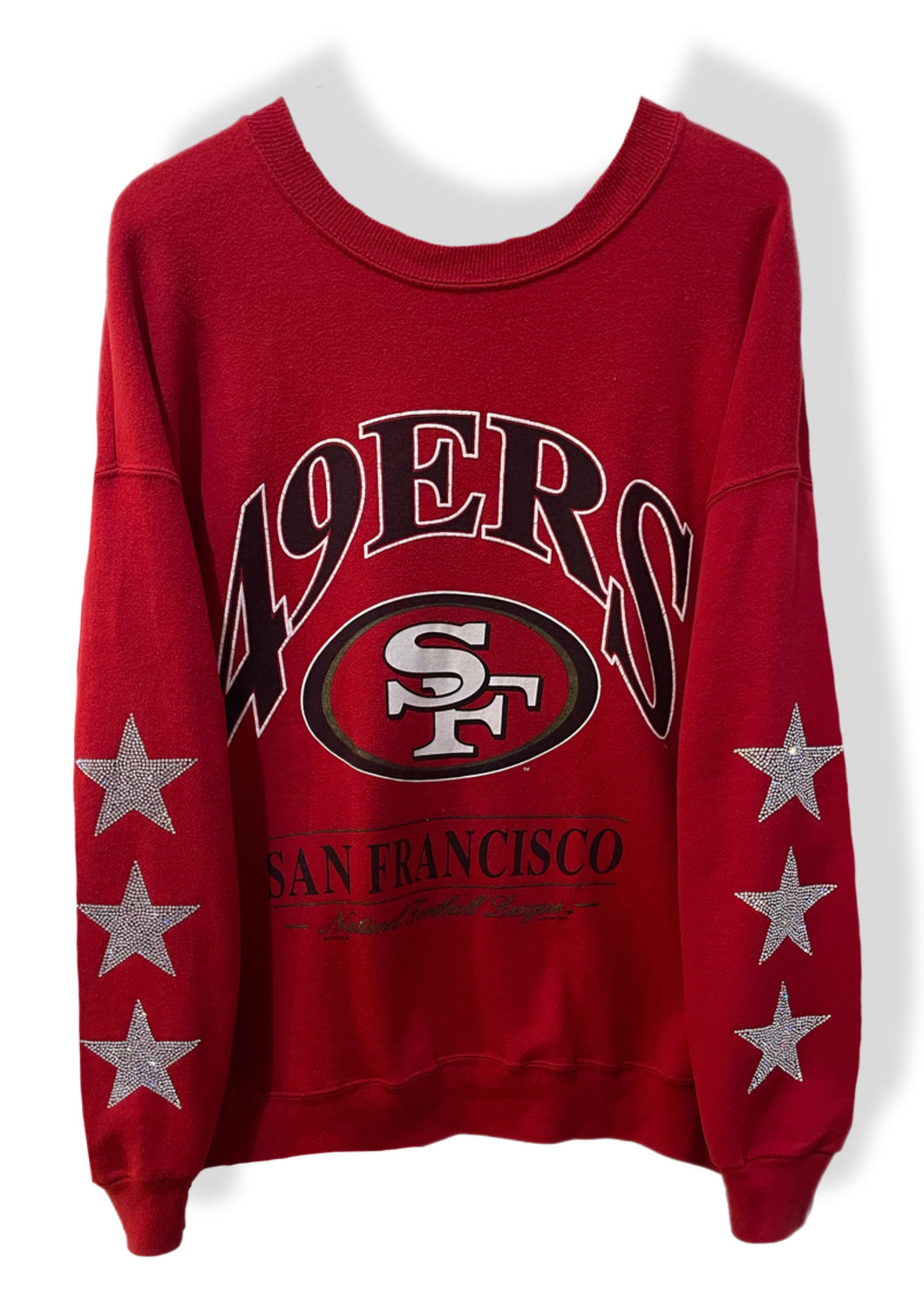 San Francisco 49ers, Football One of a KIND Vintage Sweatshirt with Three Crystal Star Design