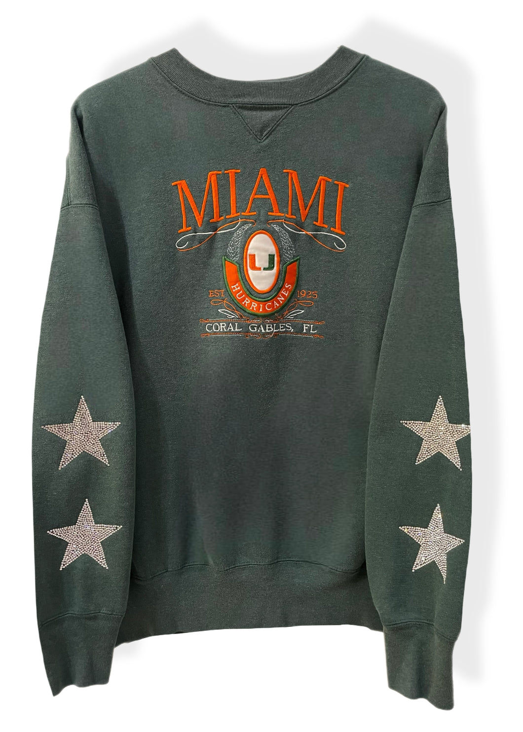 University of Miami, One of a KIND Vintage UM Sweatshirt with Crystal Star Design