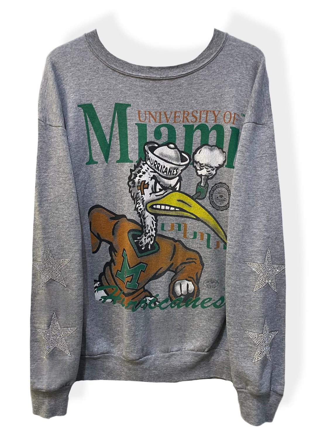 University of Miami, One of a KIND Vintage UM Sweatshirt with Crystal Star Design