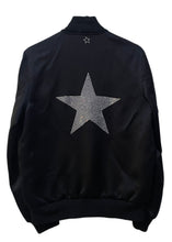 Load image into Gallery viewer, Detroit Lions, Football One of a KIND Satin Jacket with Vintage Patches &amp; Big Crystal Star Design
