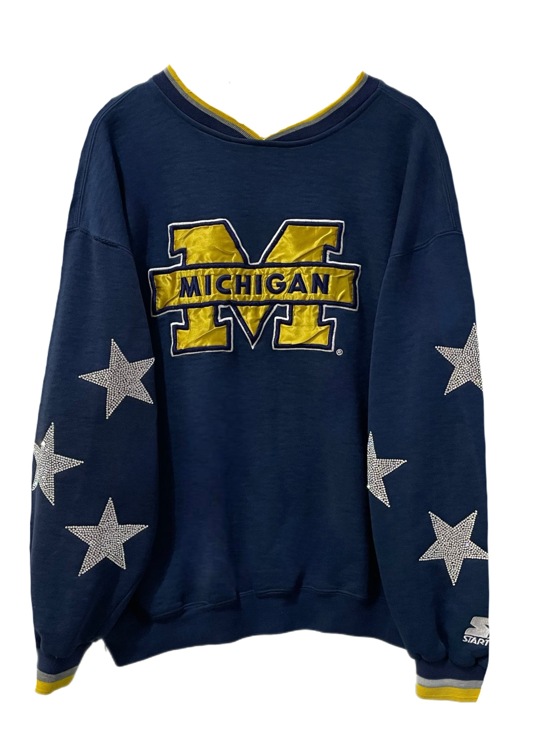 Michigan University, One of a KIND Vintage Sweatshirt with All Over Crystal Star Design