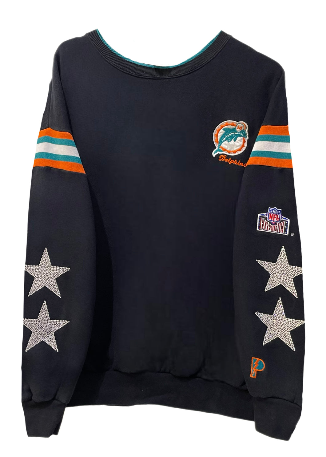 Miami Dolphins, Football One of a KIND Vintage Sweatshirt with Crystal Star Design