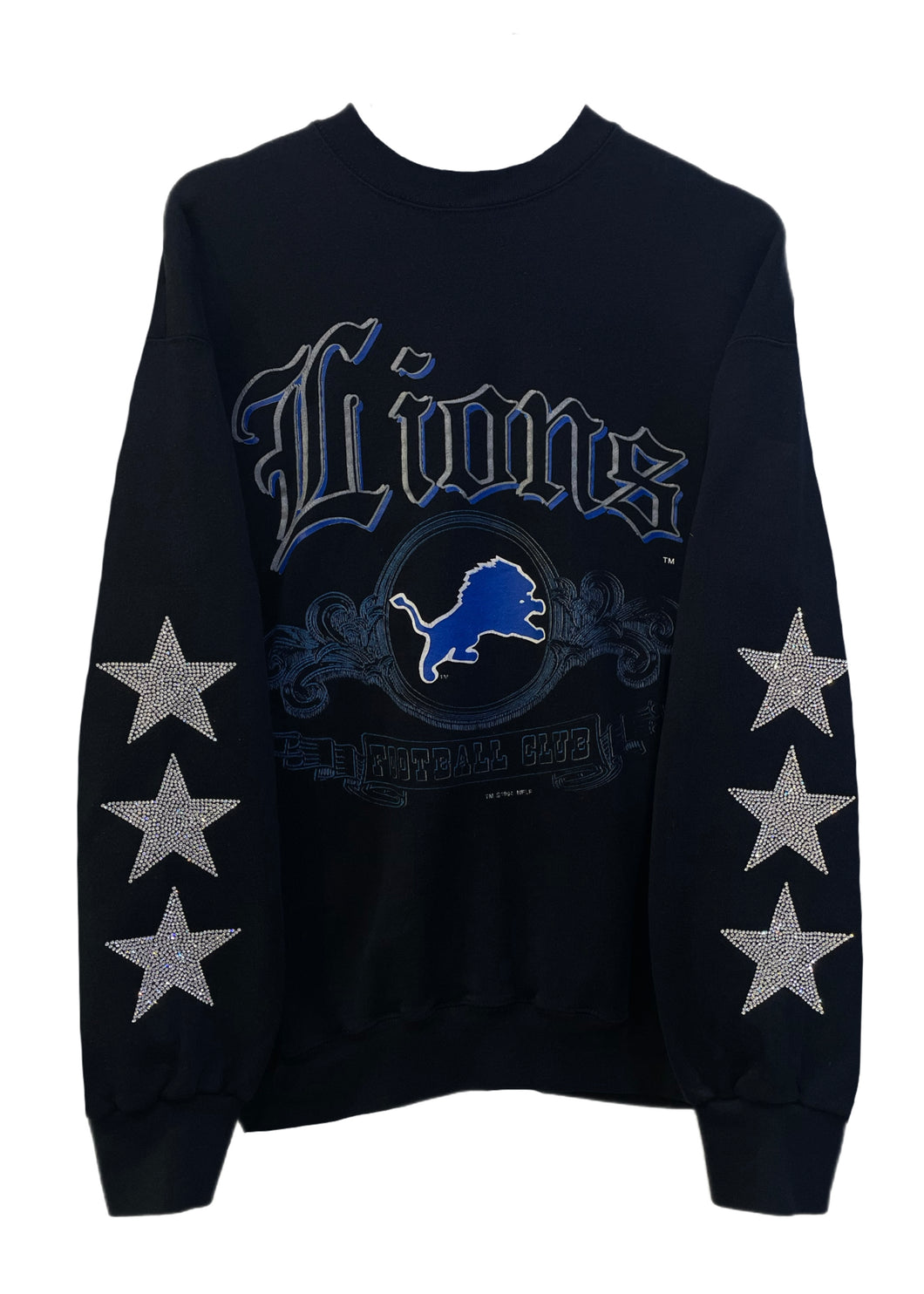 Detroit Lions, Football One of a KIND Vintage Sweatshirt with Three Crystal Star Design