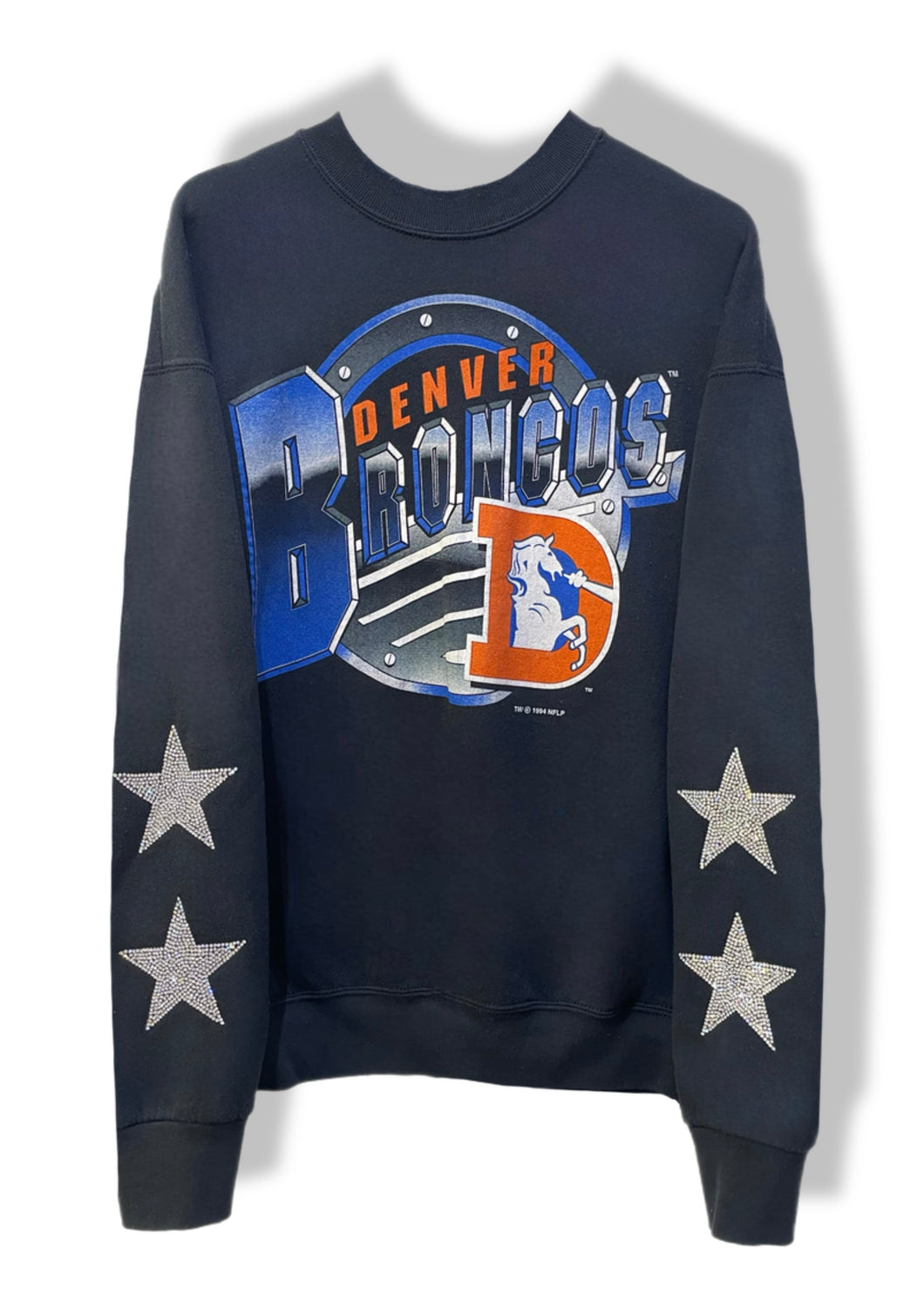 Denver Broncos, Football One of a KIND Vintage Sweatshirt with Crystal Star Design