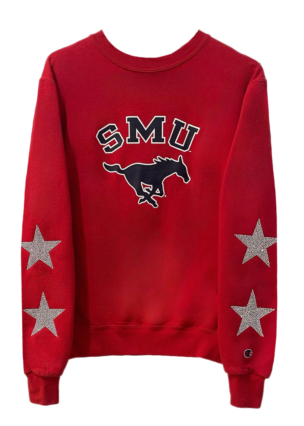 Southern Methodist University, One of a KIND Vintage Frayed SMU Sweatshirt with Crystal Star Design