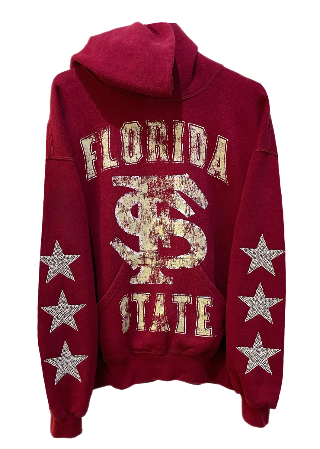 Florida State University, FSU One of a KIND Vintage Hoodie with Three Crystal Star Design