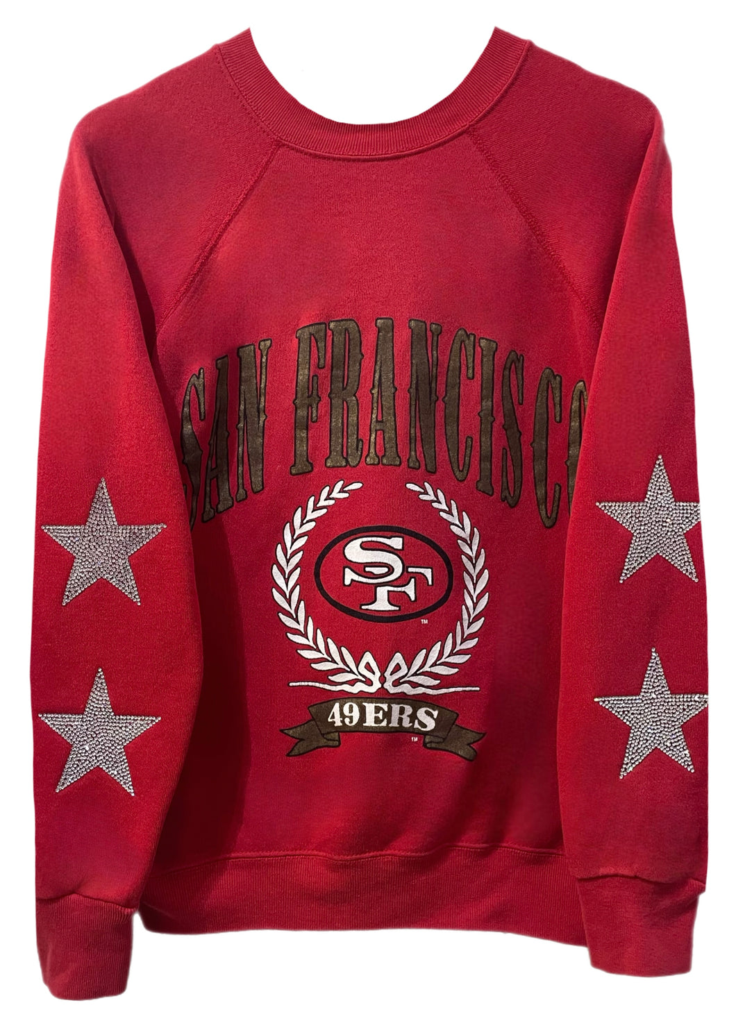 San Francisco 49ers, Football One of a KIND Vintage Sweatshirt with Crystal Star Design