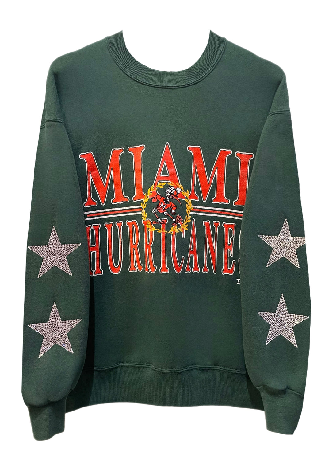 University of Miami, One of a KIND Vintage Miami Hurricanes Sweatshirt with Crystal Star Design