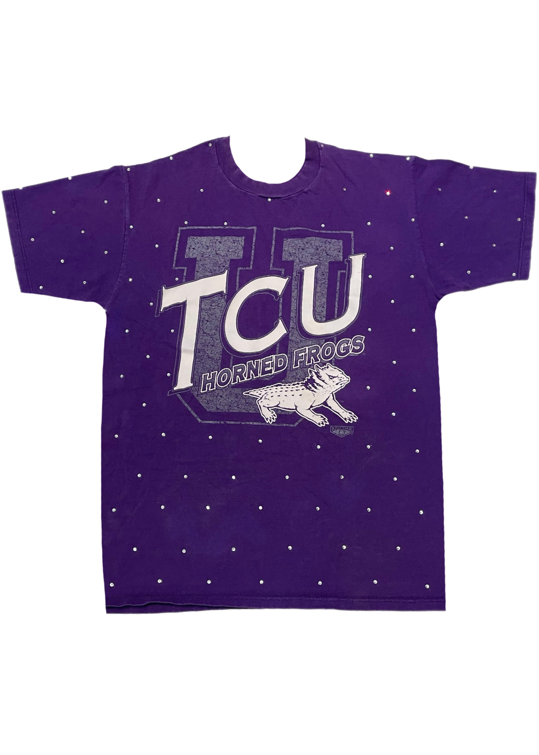 Texas Christian University, One of a KIND Vintage TCU T-Shirt with All Over Crystal Design