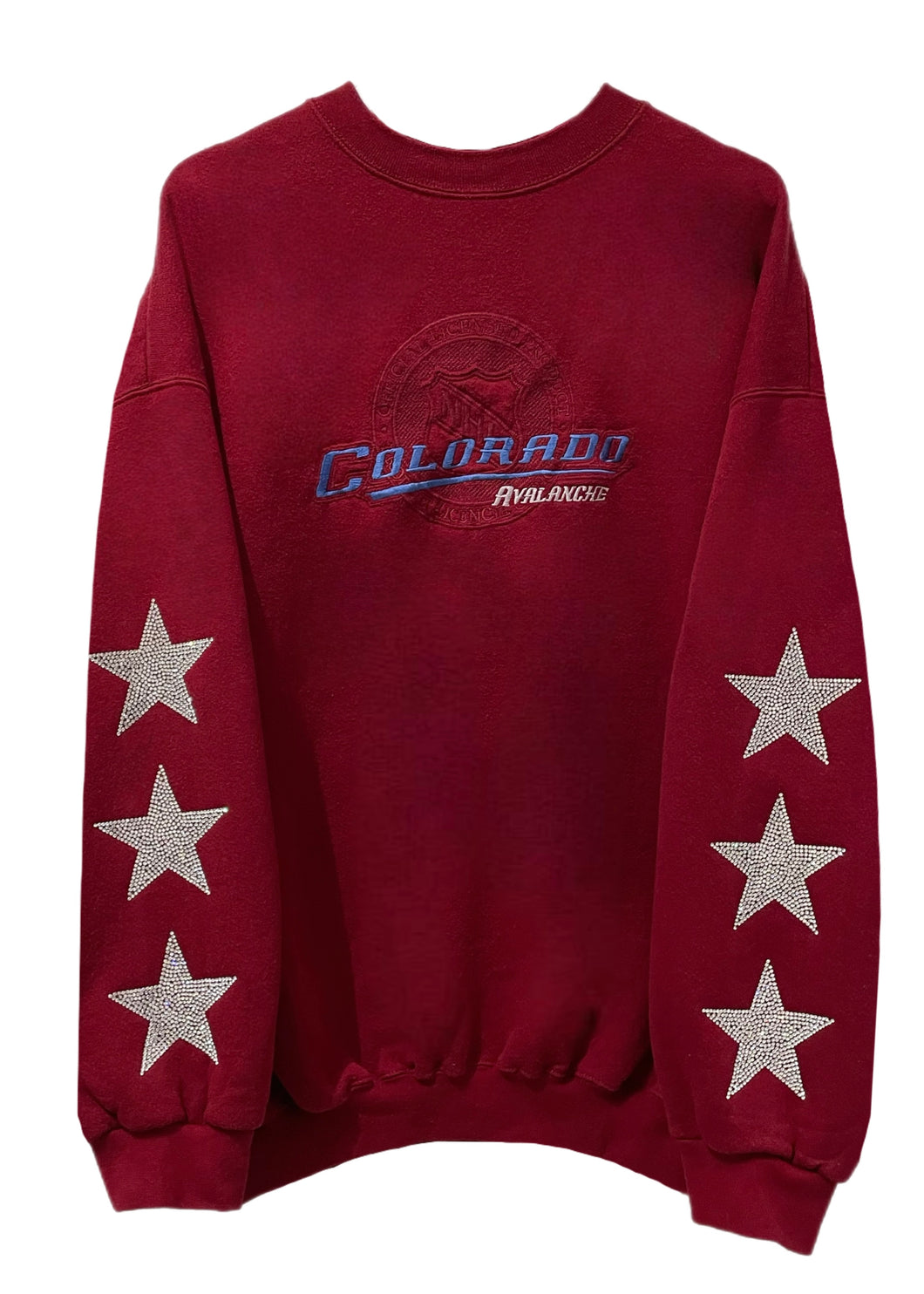 Denver Colorado Avalanche, NHL One of a KIND Vintage Sweatshirt with Three Crystal Star Design