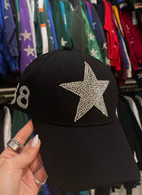 Load image into Gallery viewer, CrystalRags Black Baseball Cap With Custom Number
