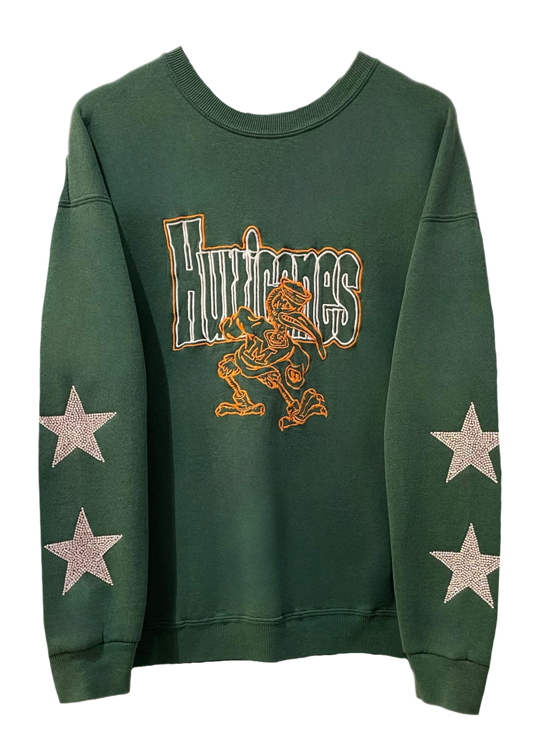 University of Miami, One of a KIND Vintage Miami Hurricanes Sweatshirt with Crystal Star Design