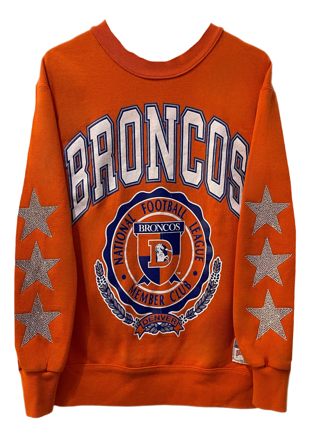 Denver Broncos, Football One of a KIND Vintage Sweatshirt with Three Crystal Star Design