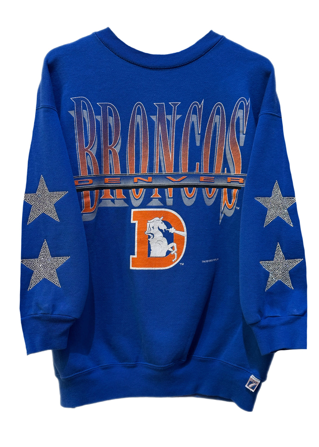 Denver Broncos, Football One of a KIND Vintage Sweatshirt with Crystal Star Design