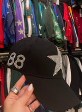 Load image into Gallery viewer, CrystalRags Black Baseball Cap With Custom Number
