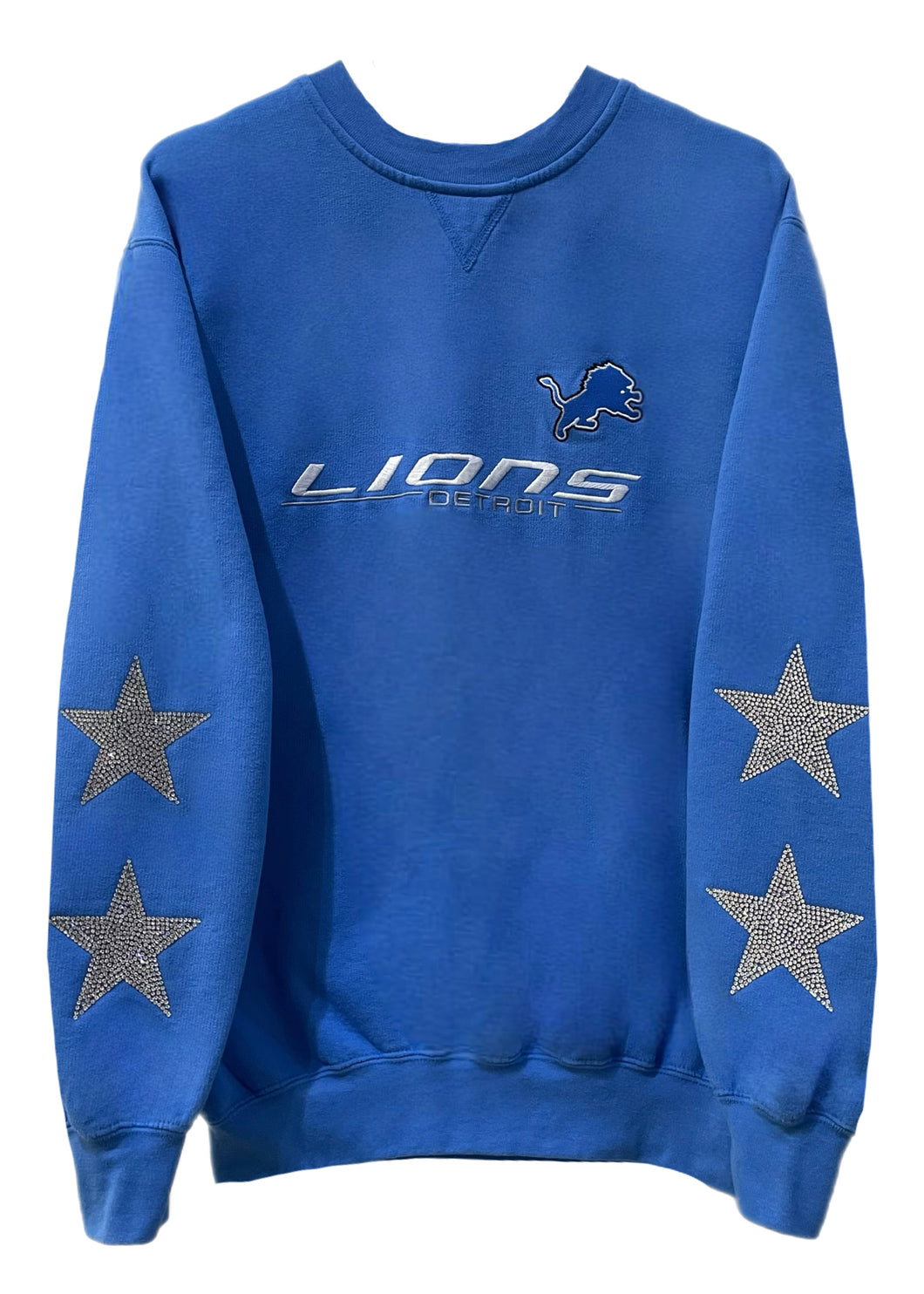 Detroit Lions, Football One of a KIND Vintage Sweatshirt with Crystal Star Design