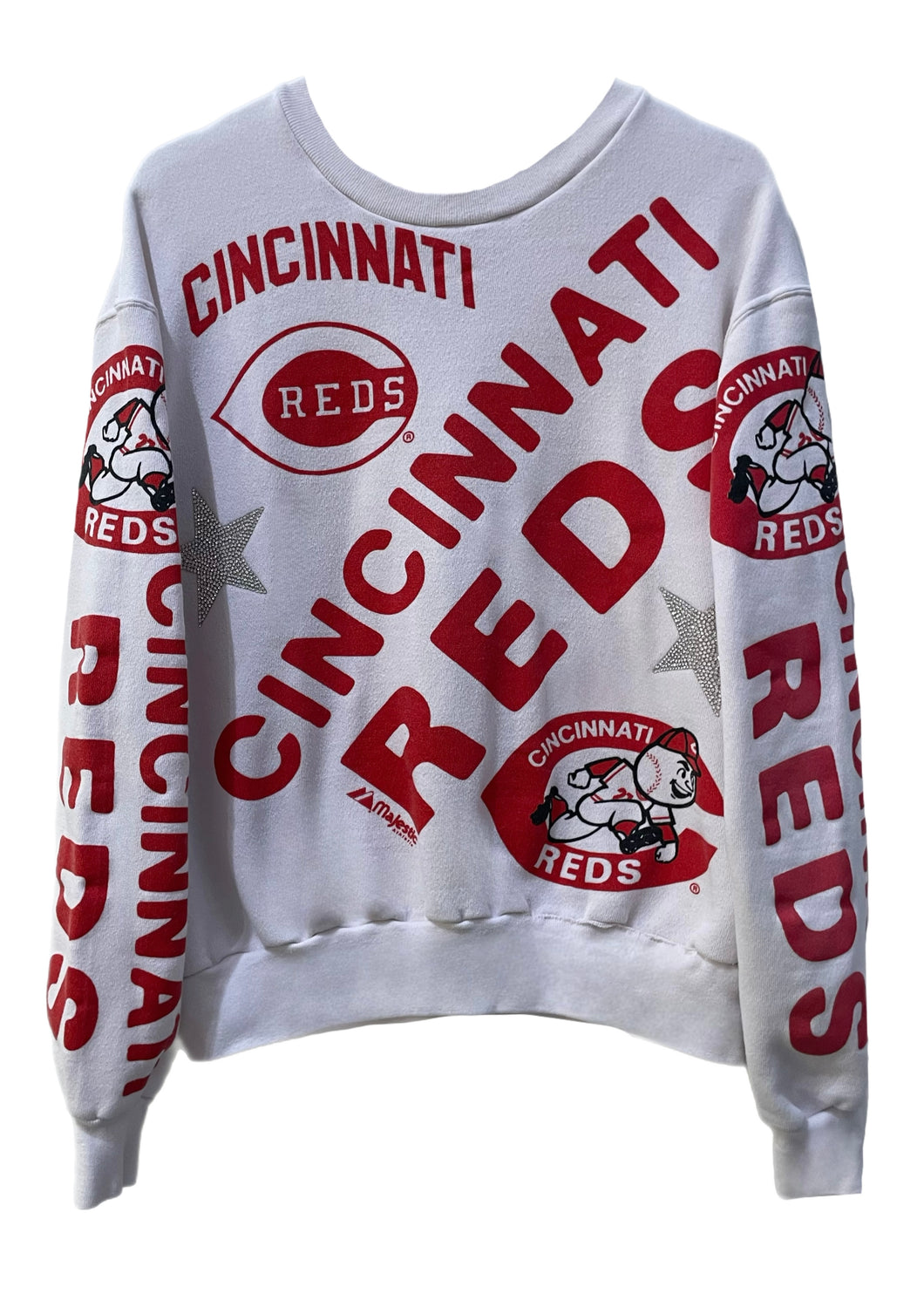 Cincinnati Reds, Baseball “Rare Find” One of a KIND Vintage Sweatshirt with Crystal Star Design.