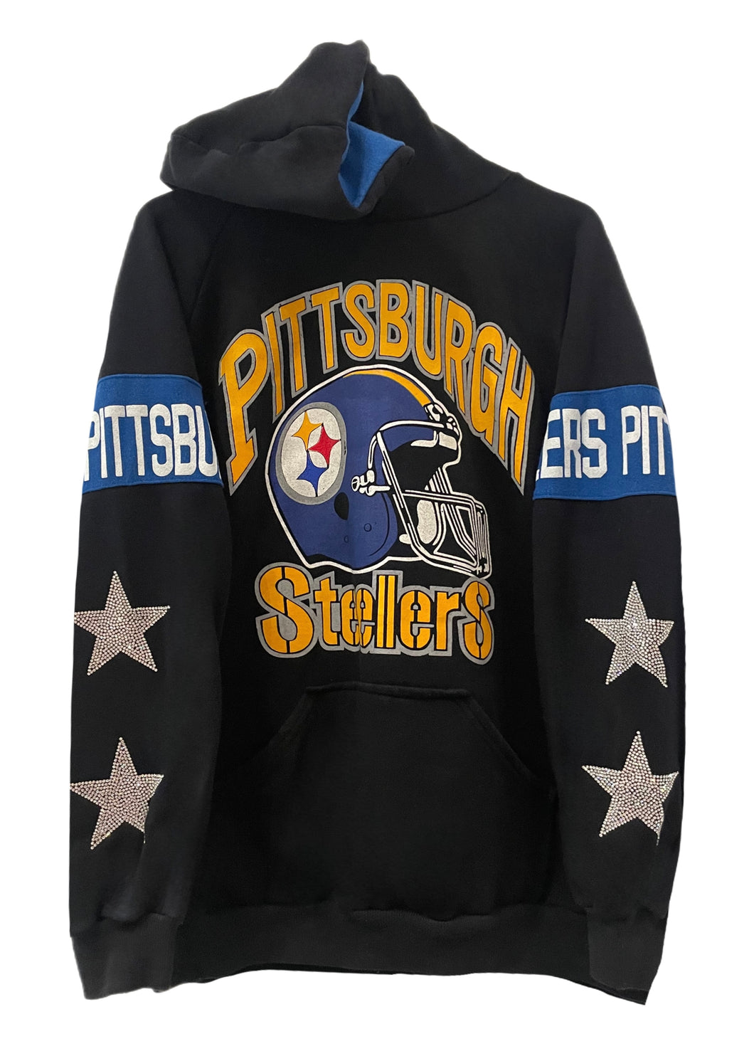 Pittsburgh Steelers, NFL One of a KIND Vintage Hoodie with Crystal Star Design