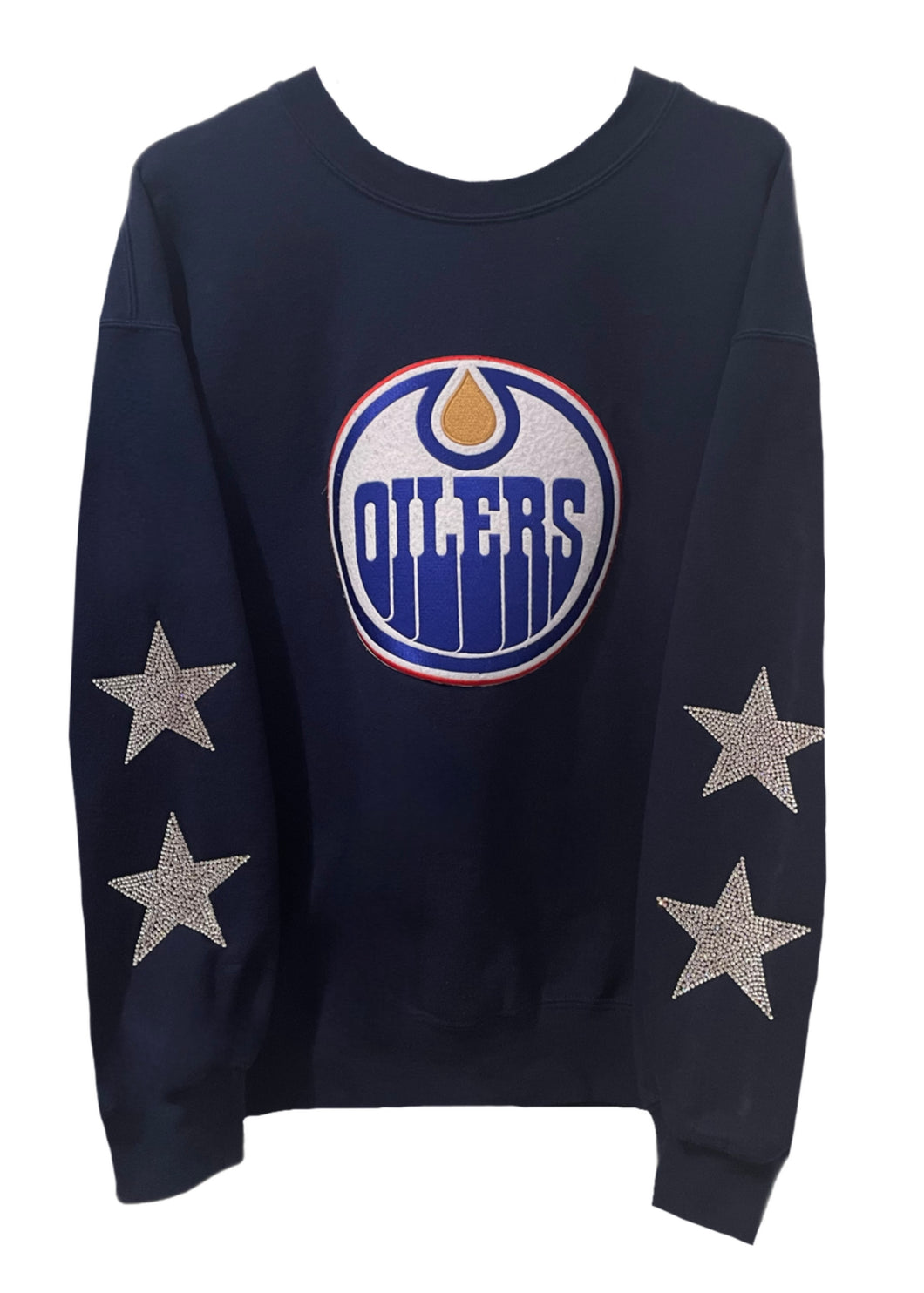 Edmonton Oilers, Hockey One of a KIND Vintage Sweatshirt with Crystal Stars Design