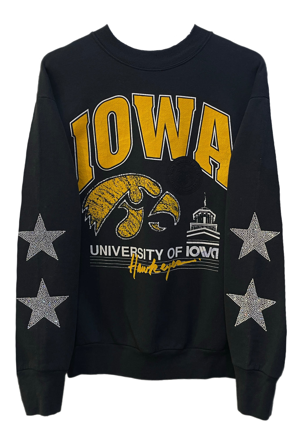 University of Iowa, One of a KIND Vintage Sweatshirt with Crystal Star Design