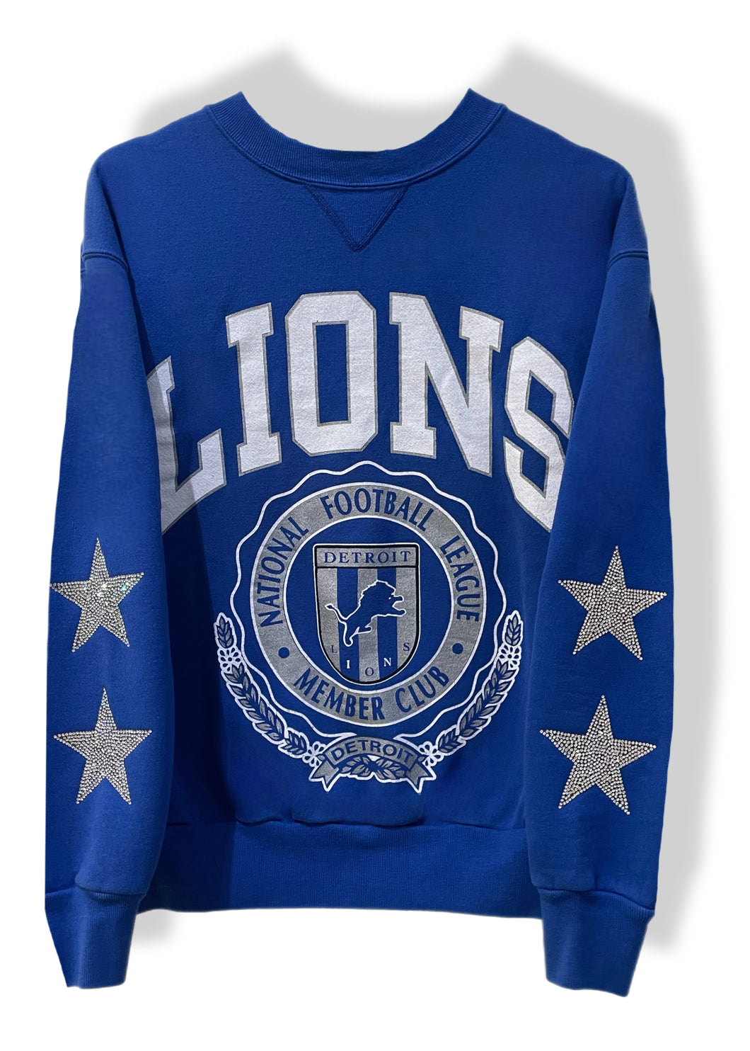 Detroit Lions, Football One of a KIND Vintage Sweatshirt with Crystal Star Design