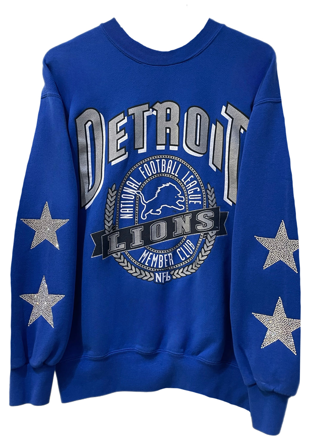 Detroit Lions, Football One of a KIND Vintage Sweatshirt with Crystal Star Design