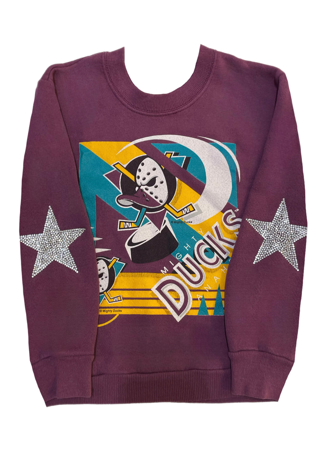 Anaheim Ducks, Hockey, Adorable One of a KIND Vintage Mighty Ducks Kids Sweatshirt with Crystal Star Design