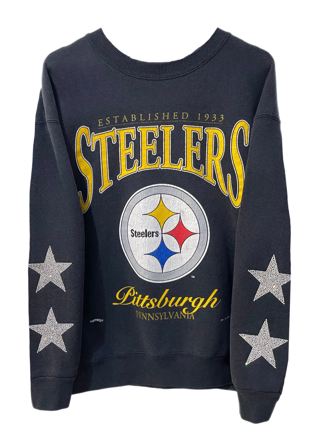 Pittsburgh Steelers, Football One of a KIND Vintage Sweatshirt with Crystal Star Design