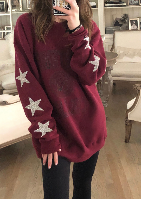 Swarthmore College, One of a KIND Vintage Sweatshirt with Three Crystal Star Design