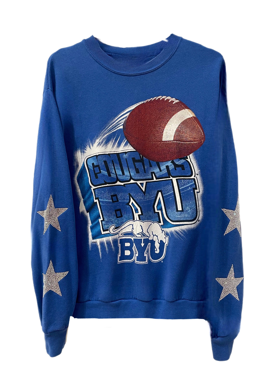 Brigham Young University, One of a KIND Vintage BYU Cougars Sweatshirt with Crystal Star Design