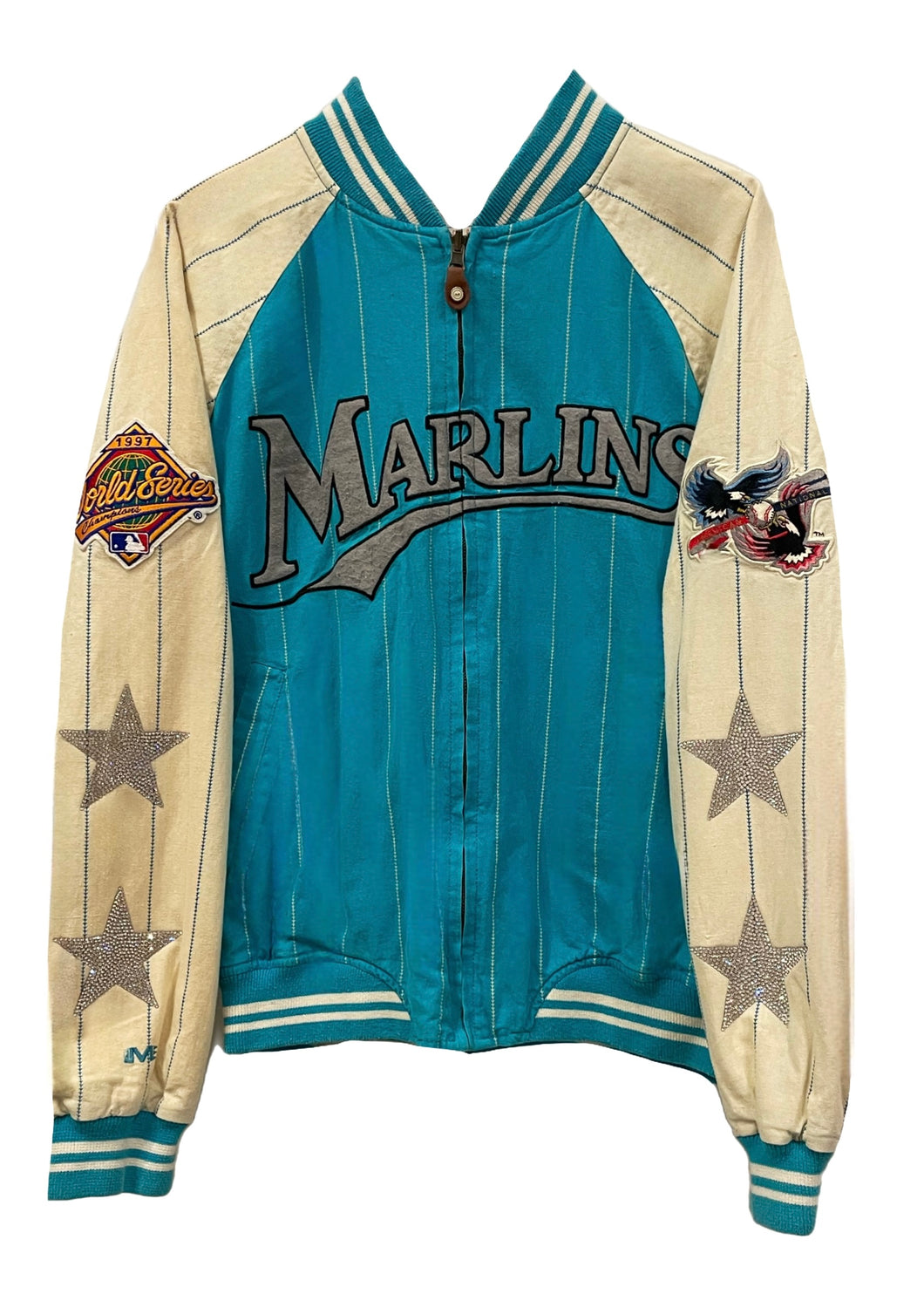 Miami Marlins, MLB One of a KIND Vintage “Rare Find” 1997 Jacket with Crystal Star Design