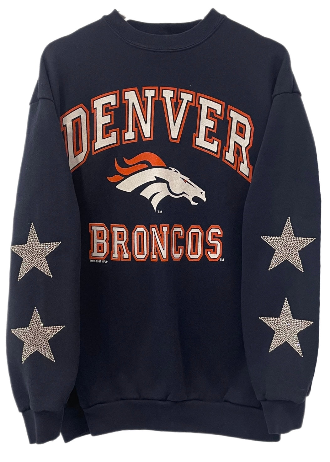 Denver Broncos, NFL One of a KIND Vintage Sweatshirt with Crystal Star Design
