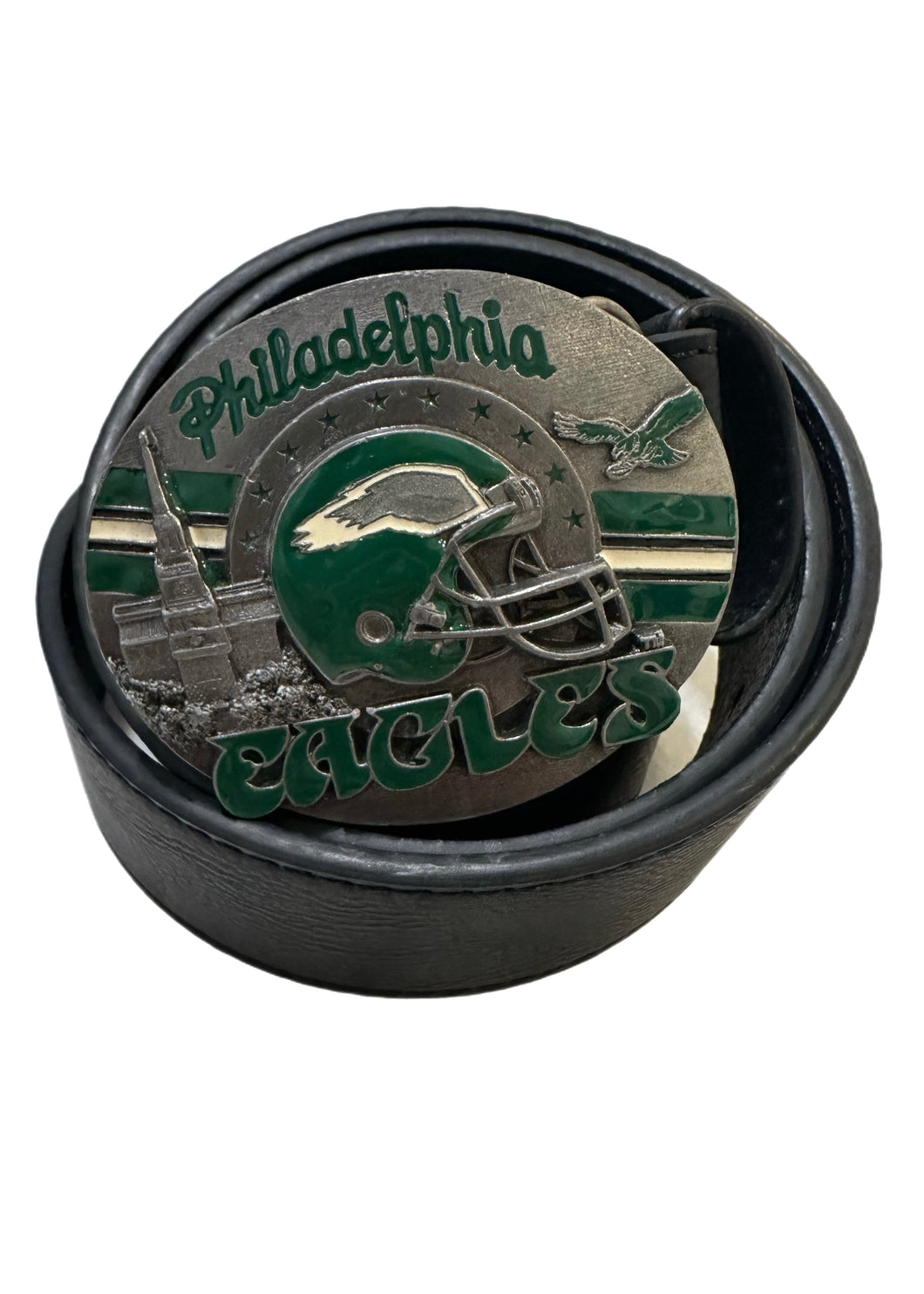Philadelphia Eagles, Football Vintage 1993 Belt Buckle with New Soft Leather Strap