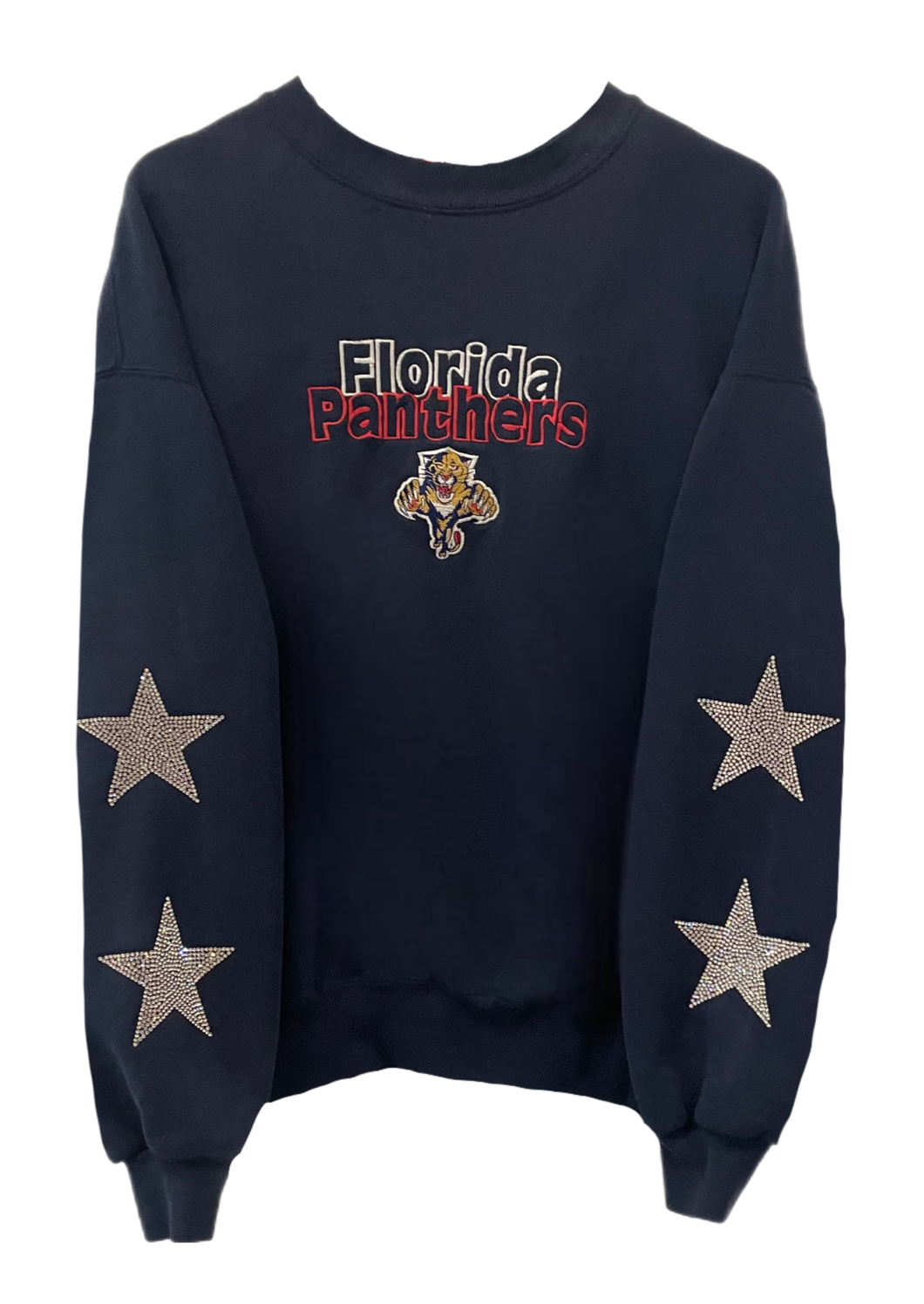 Florida Panthers, NHL One of a KIND Vintage Sweatshirt with Crystal Star Design And Custom Name & Number