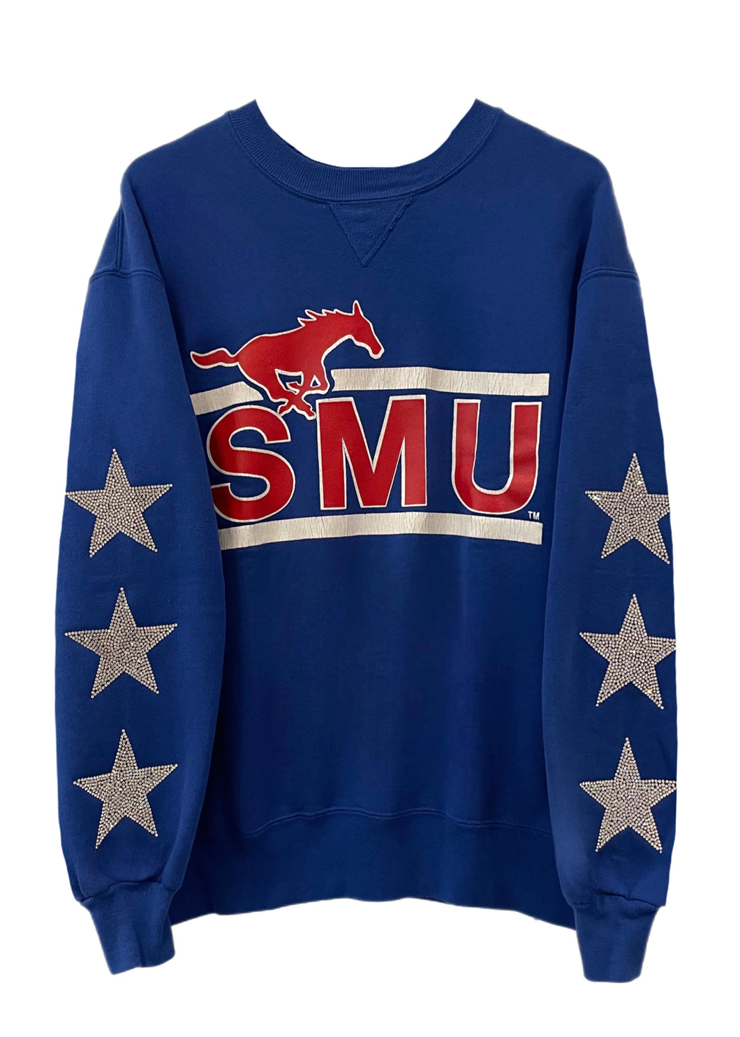 Southern Methodist University, One of a KIND Vintage SMU Sweatshirt with Three Crystal Star Design