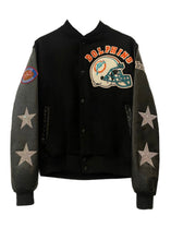 Load image into Gallery viewer, Miami Dolphins, NFL “Rare Find” One of a KIND Vintage Leather Letterman’s Jacket with Crystal Star Design, Custom Name
