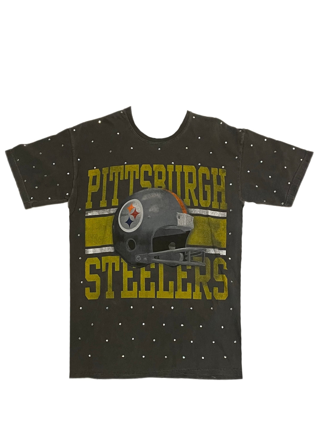 Pittsburgh Steelers, NFL One of a KIND Vintage Tee with Overall Crystal Design.