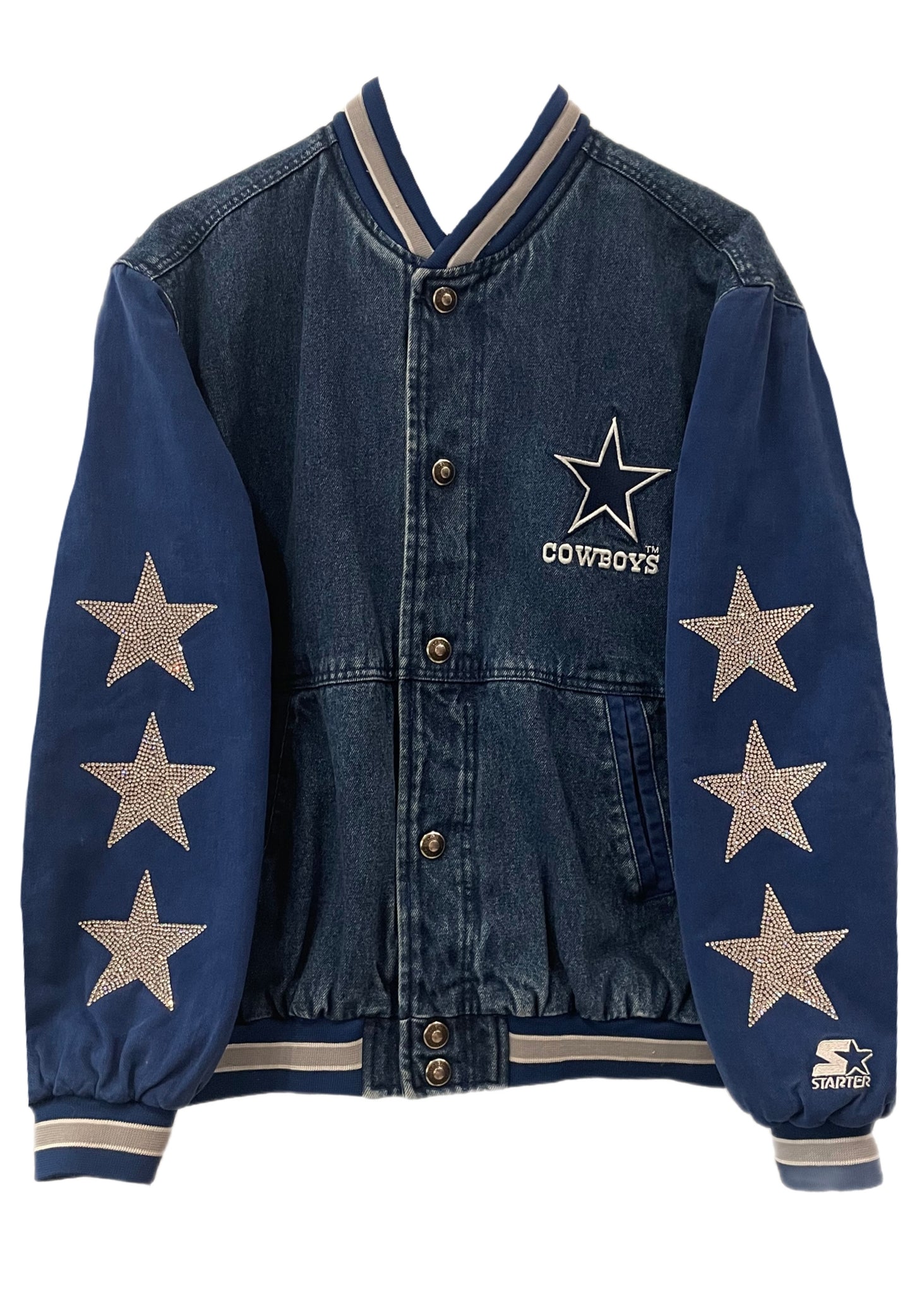 ShopCrystalRags Dallas Cowboys, NFL One of A Kind Vintage Sweatshirt with Crystal Star Design.