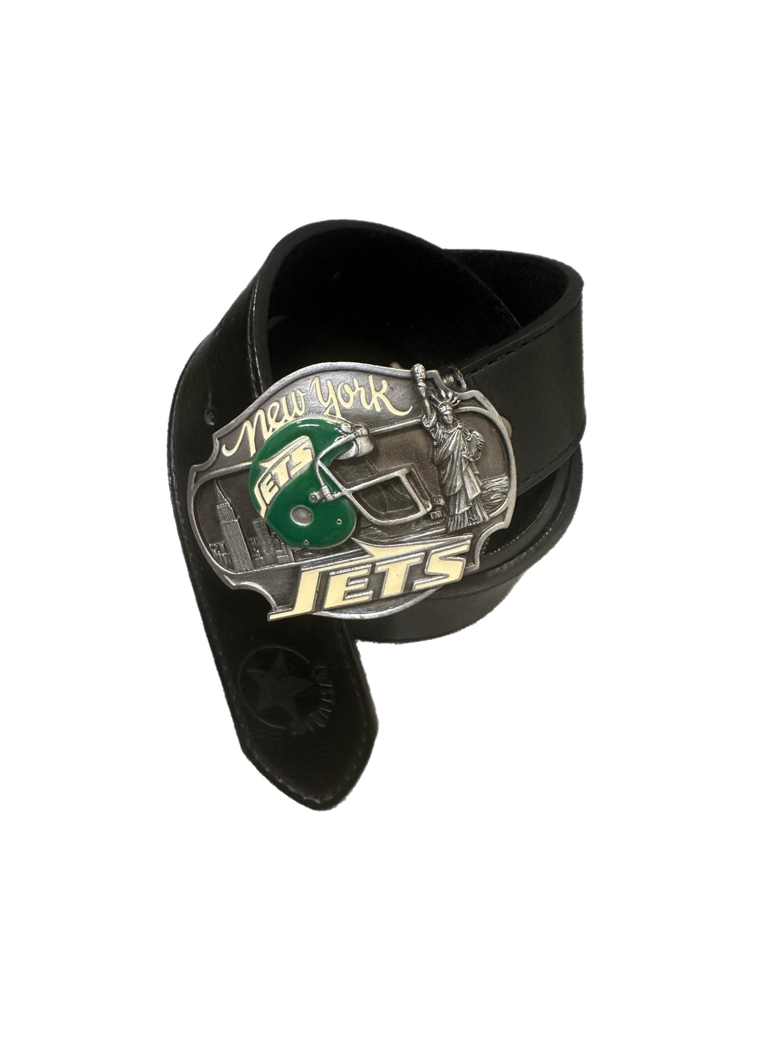 NY Jets, Football Vintage 1987 Belt Buckle with New Soft Leather Strap