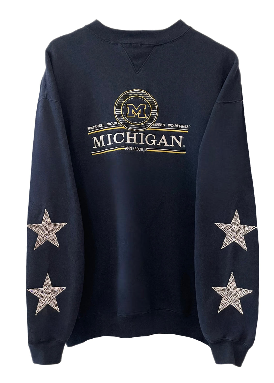 Michigan University, One of a KIND Vintage Sweatshirt with Crystal Star Design