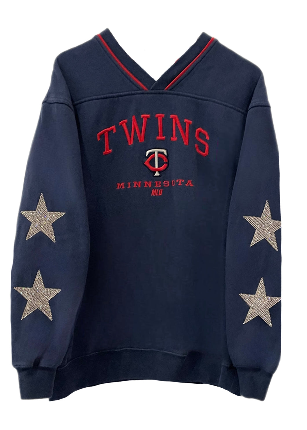 ShopCrystalRags Minnesota Twins, MLB One of A Kind Vintage Sweatshirt with Crystal Star Design