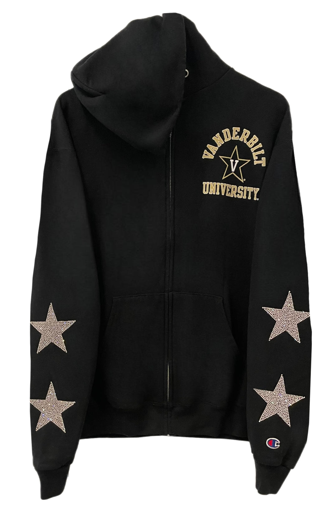 Vanderbilt University, One of a KIND Vintage Zip Up Hoodie with Crystal Star Design