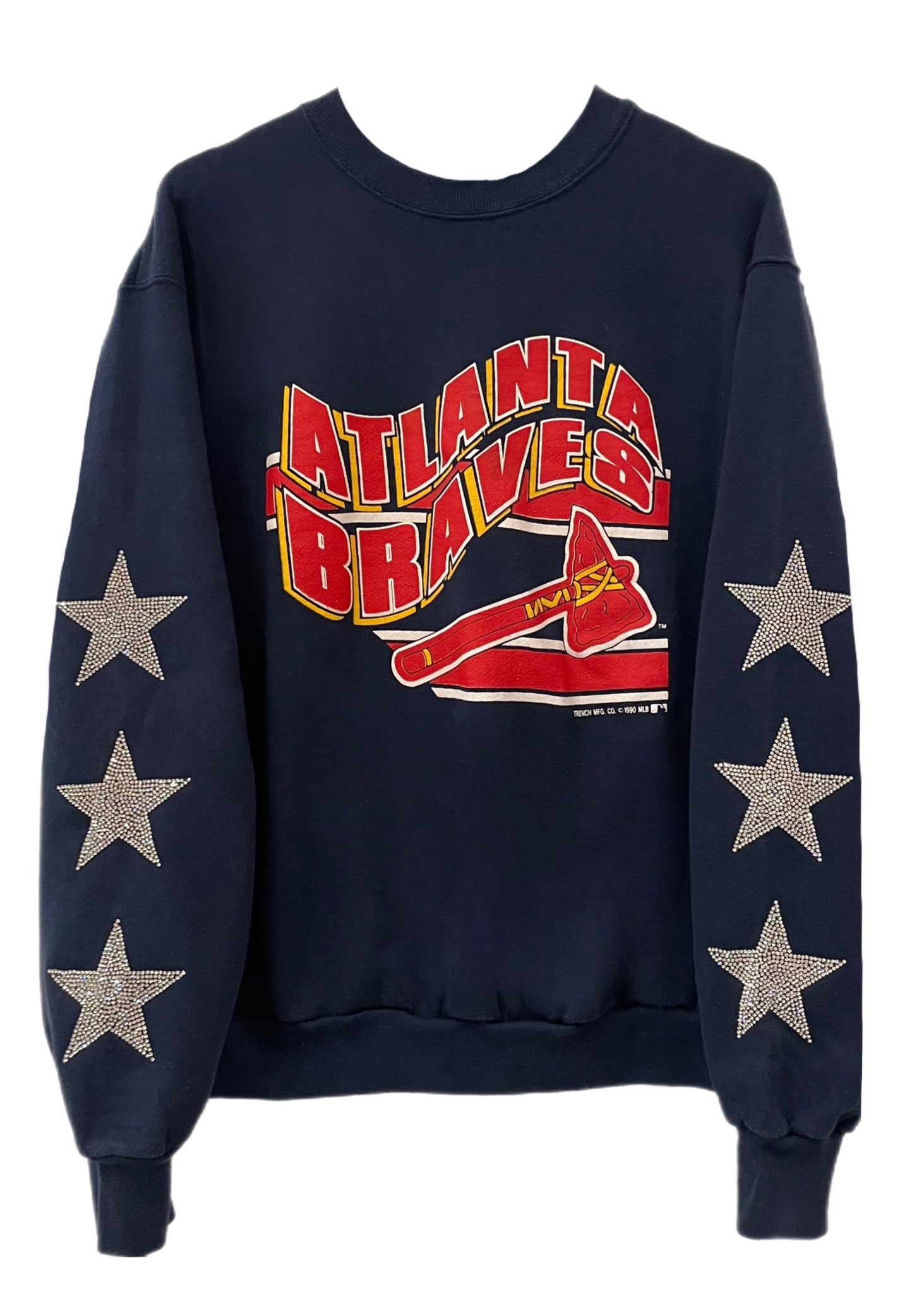 Atlanta Braves, MLB One of a KIND Vintage Sweatshirt with Three Crysta –  ShopCrystalRags