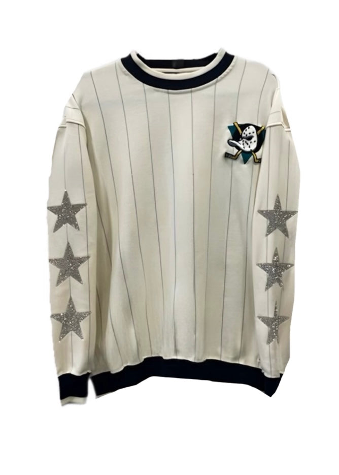Anaheim Ducks, NHL One of a KIND Vintage “Mighty Ducks” Rare Find Sweatshirt with Three Crystal Star Design - Size: Medium