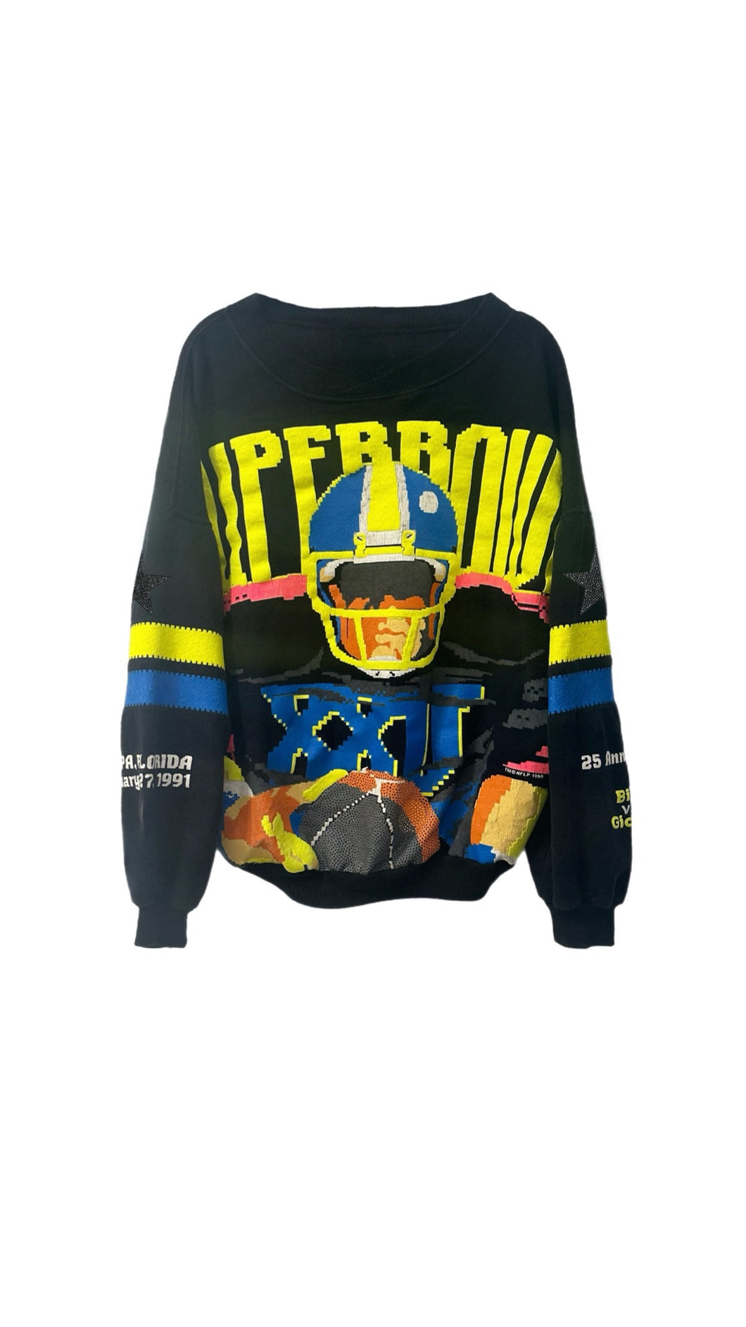 Super Bowl, NFL One of a KIND Vintage 1991 “Rare Find” Sweatshirt with Black Crystal Design
