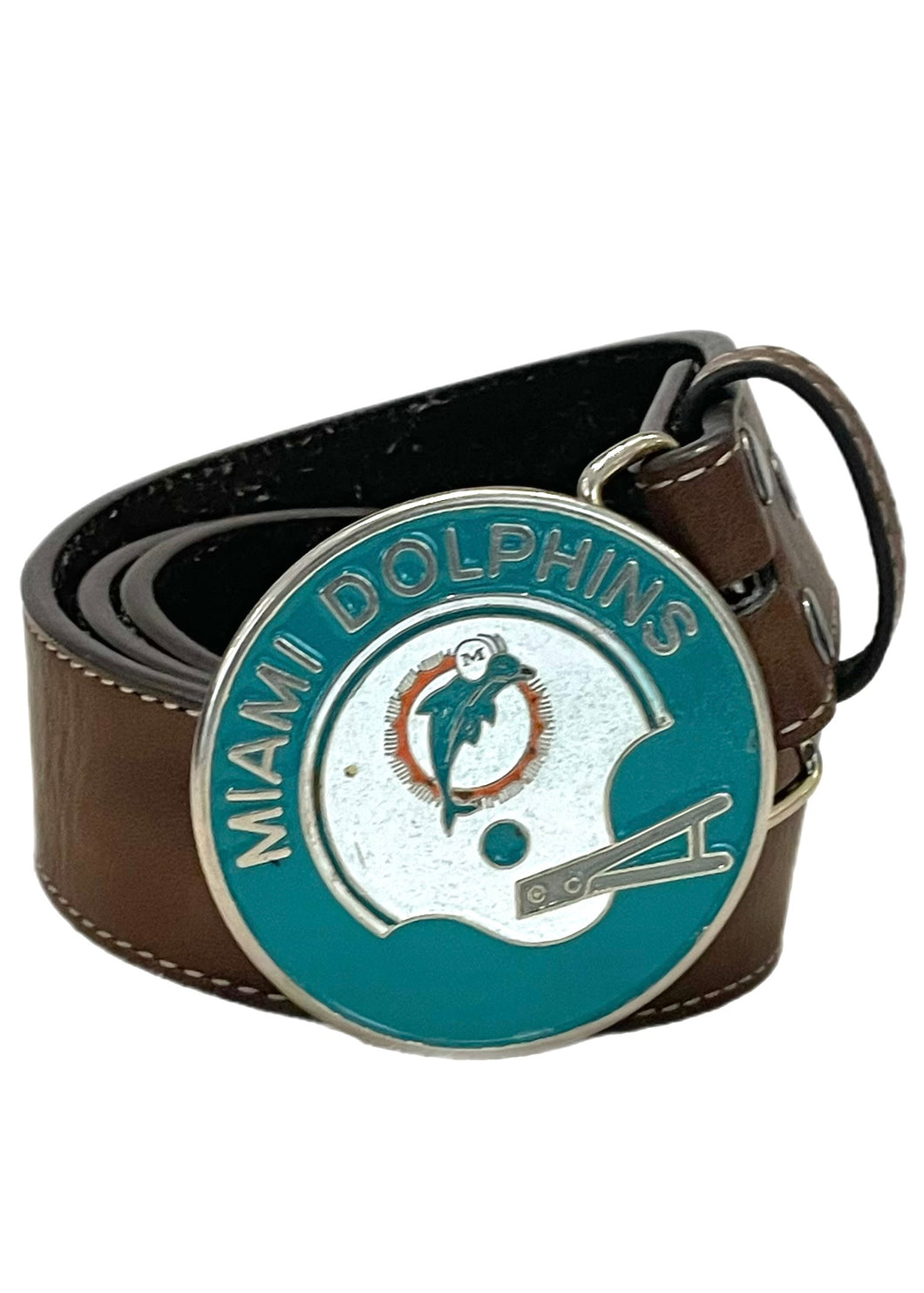 Miami Dolphins, Football 1971 Vintage Belt Buckle with New Soft Leather Strap