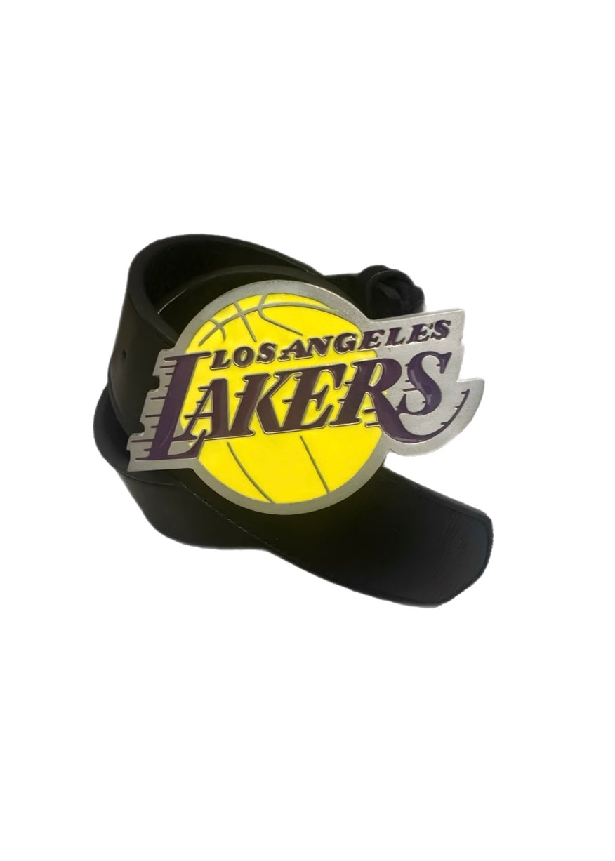 LA Lakers, NBA Vintage Belt Buckle with New Soft Leather Strap