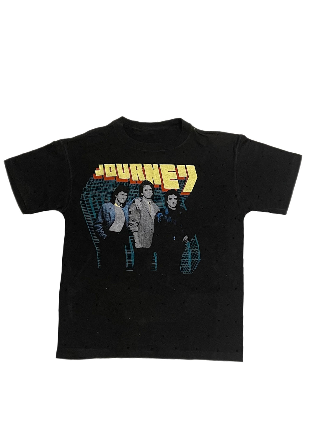 Journey, One of a KIND “Rare Find” Vintage Rock Band Tee with Overall Black Crystal Design