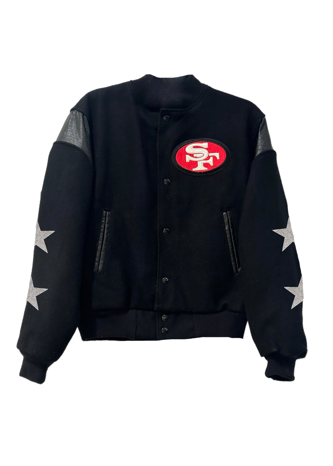 San Francisco 49ers, Football “Rare Find” One of a KIND Vintage  Letterman Jacket with Crystal Star Design