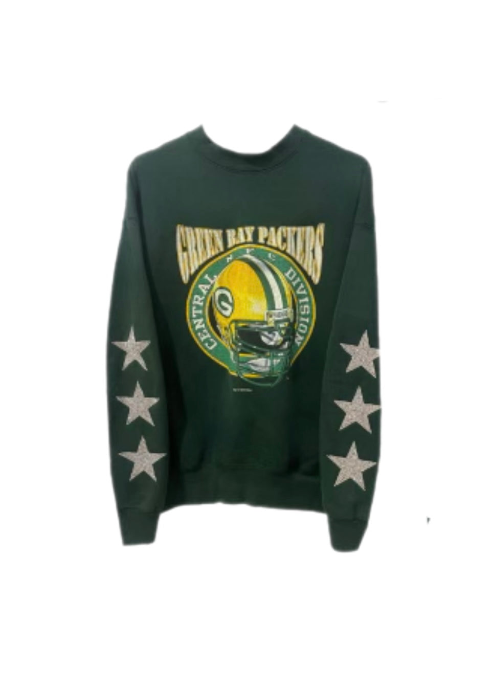 Green Bay Packers, Football One of a KIND Vintage Sweatshirt with Three Crystal Star Design